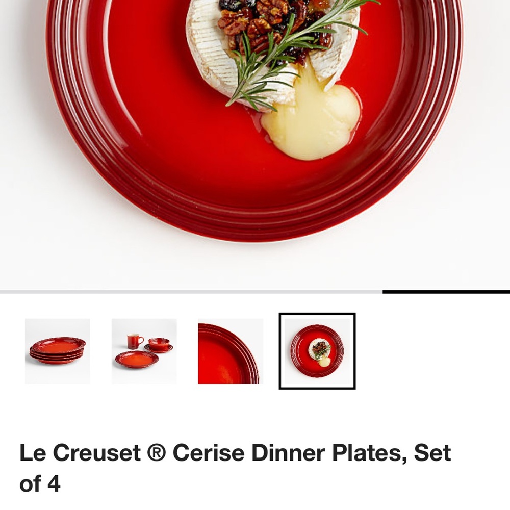 Le Creuset Cerise Red Dinner Plates, Set of 4